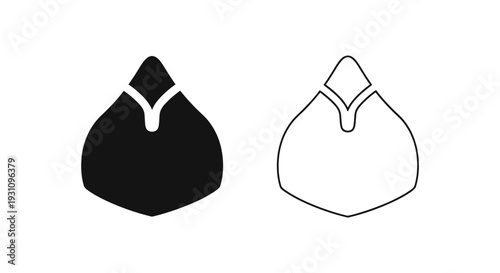 Black and white illustration of two identical shaped objects compared Vector