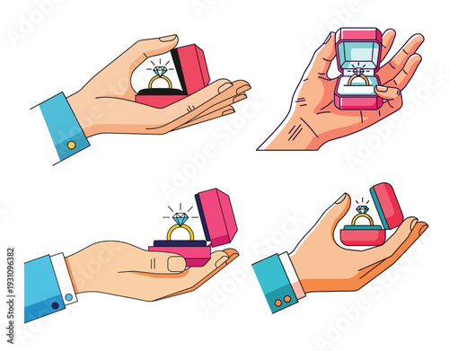 Love's Proposition: Exquisite ring held in open hand, a symbol of proposal.