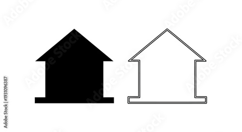 Black and white house icons with similar design elements compared Vector