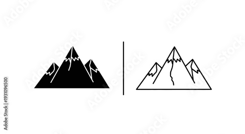 Mountain range comparison dark and light silhouette graphic design Vector