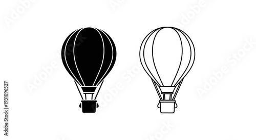 Hot air balloons in contrasting black and white colors Vector