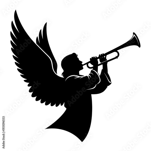 Angel Silhouette Blowing Trumpet