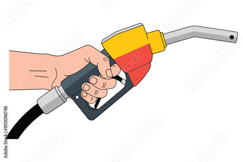 Fueling up: Close-up shot of a hand gripping a gas pump, ready to fill a vehicle, emphasizing energy and mobility.