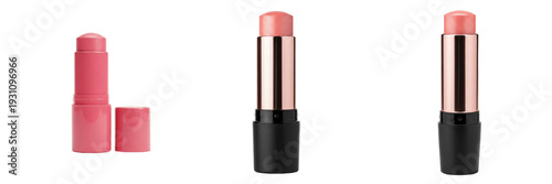 Foto Blush stick isolated on white background, cream cosmetic stick for cheek color,