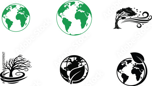 World environment day eco friendly globe and nature icons