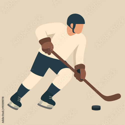 hockey player hitting ball