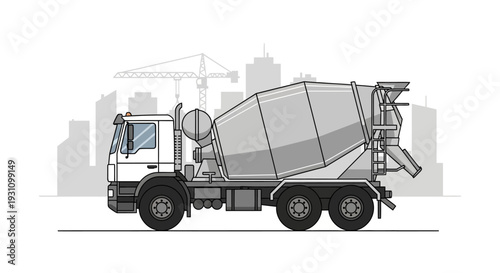 Large Cement Mixer Truck Vehicle.
