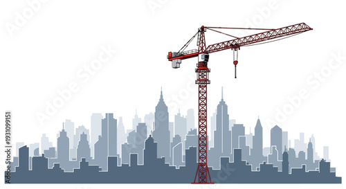 Construction Crane Tower City Skyline.