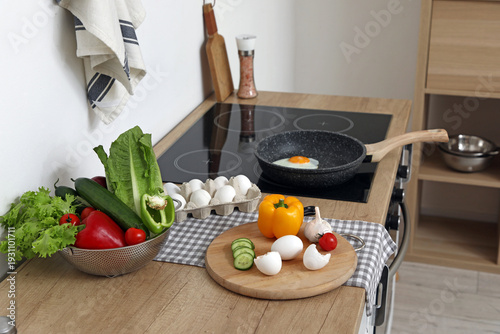 Fresh vegetables and frying...