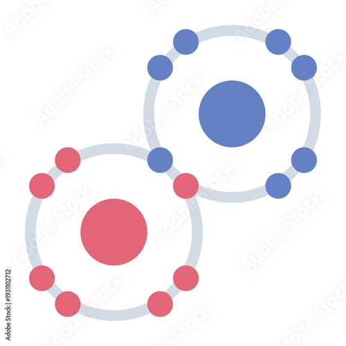 atomic bond flat icon. molecule link model. structure study. chemistry lab