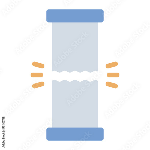 fracture flat icon. crack formation structure. stress response