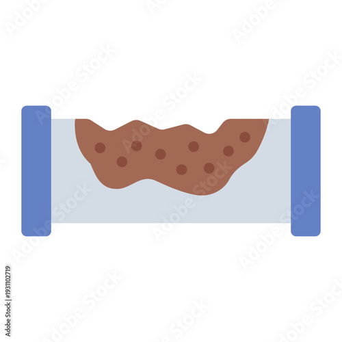 Pipe metal corrosion flat icon. Material damage. industrial environment