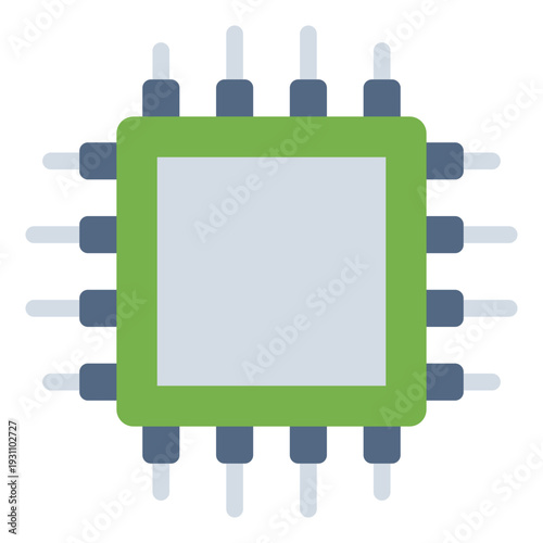 semflat iconductor flat icon. Chip computer unit.  Electronic device