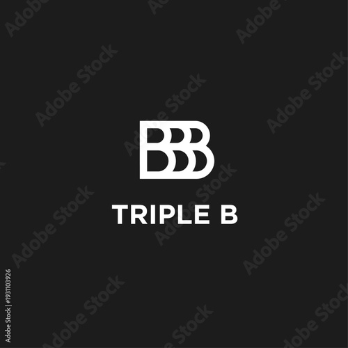 Modern geometric Triple B letter logo design with text on black background