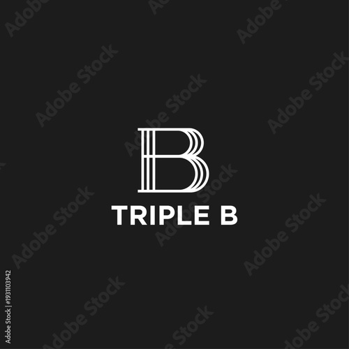 Triple B Letter Logo Design with Stylized Multiline Capital B on Black Background