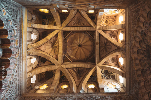 Ceiling inside of Mosque and Cathedral of Cordoba, Spain