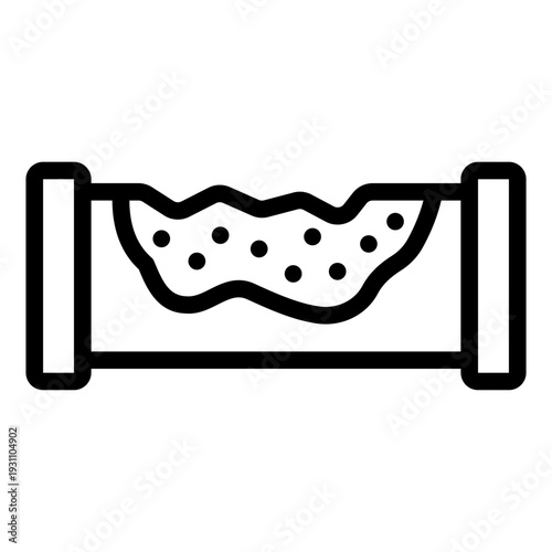 Pipe metal corrosion outline icon. Material damage. industrial environment
