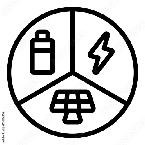 energy material outline icon. battery cell unit. storage component. power system
