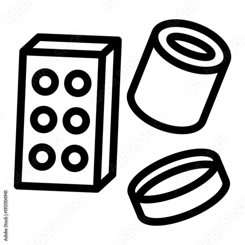 thermoplastic outline icon. Toy polymer. molding process. material science
