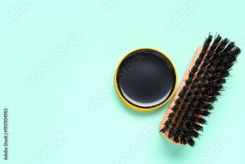 Shoe polish with brush on t...