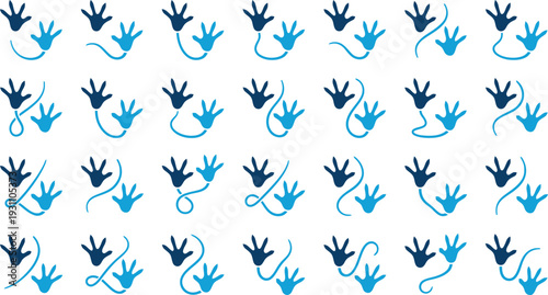 Paws Set of 24 Blue Dinosaur Footprint Icons Vector tracks