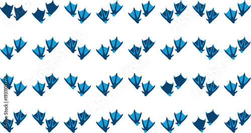 Paws Seamless pattern of blue duck footprints vector tracks