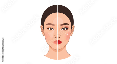 Half Face Before and After Makeup Transformation Concept