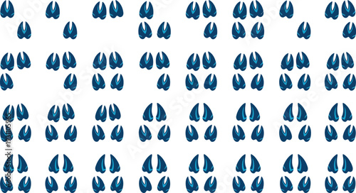 Paws Seamless pattern of blue deer hoof prints vector tracks