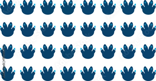 Paws Seamless pattern of blue dinosaur footprints vector tracks