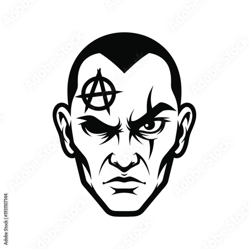 Intense Anarchist Punk Rebel Face Vector Illustration