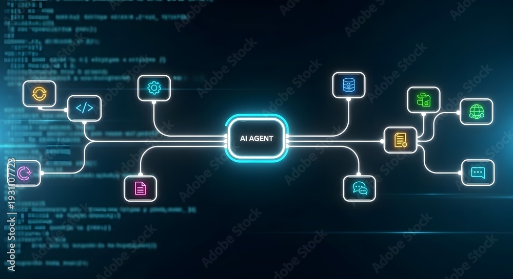 Fototapeta premium A visual representation of a network or system with interconnected components and data flow.