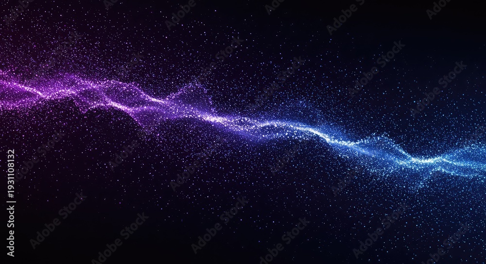 Fototapeta premium Dynamic digital abstract background featuring deep, flowing indigo and violet light particles, creating a seamless, immersive atmospheric flow, technology, matrix, experience