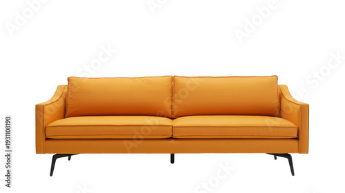 Vibrant Orange Modern Sofa orange sofa living room furniture isolated on a transparent background