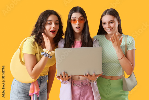 Shocked teenage girls with ...