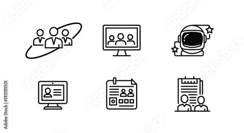 Simple Line Icons for Technology Concepts.