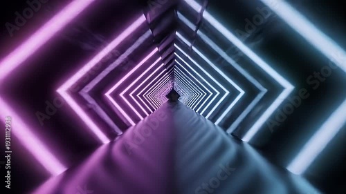 Futuristic Neon Tunnel with Diamond Shaped Lights.