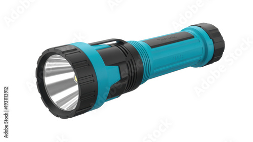 Blue and black flashlight on white background torch isolated on a transparent background
