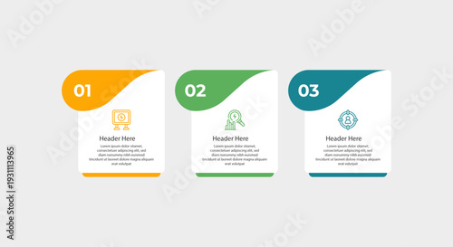 Infographic with three steps numbered one two three.