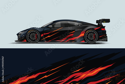 Car livery graphic vector design. Abstract grunge background wrap design for vehicle vinyl stickers and car branding.