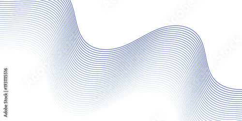 Abstract Blue Gradient Wave Lines on White Background - Modern Minimalist Vector Design for Corporate Presentation, Technology Header, and Creative Web Banner