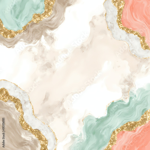 Soft swirls of pastel shades blend beautifully, enhanced by delicate gold accents. This artwork captures lightness and elegance, perfect for inspiring creativity in any space Generative AI