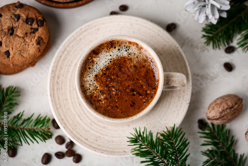Winter composition with mug...