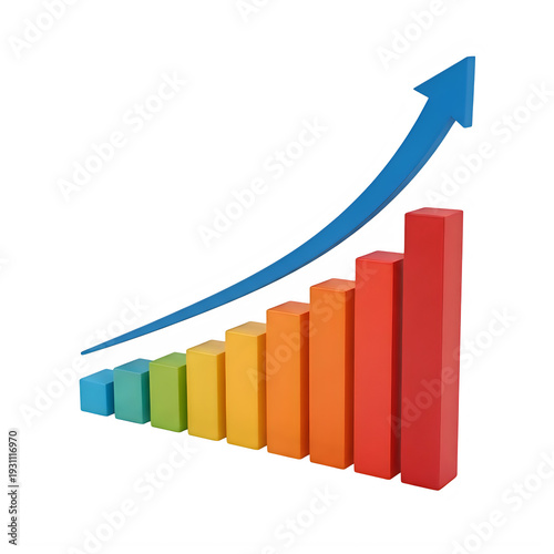 Colorful upward arrow graph showing growth isolated on transparent background Free Download Colorful upward arrow graph showing growth isolated on transparent background - GFXLoad