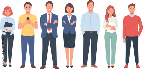 Business people team standing together diverse office workers vector illustration isolated on white background