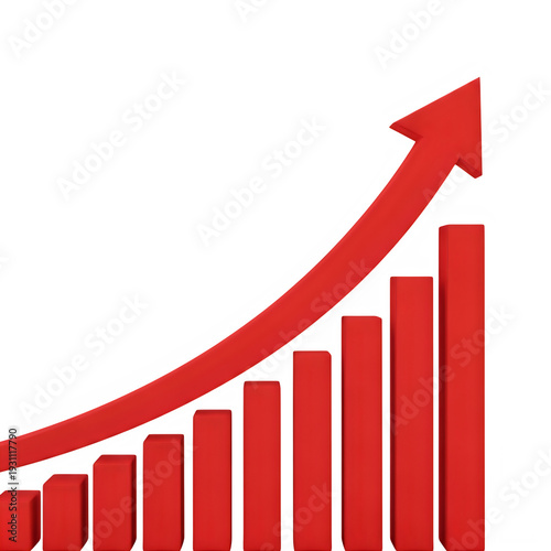 Free Download Red upward arrow graph showing growth and success isolated on transparent background - GFXLoad