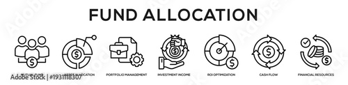 Fund Allocation web banner icon illustration concept