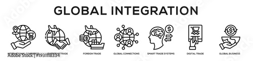Global Integration web banner icon illustration concept