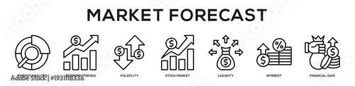 Market Forecast web banner icon illustration concept