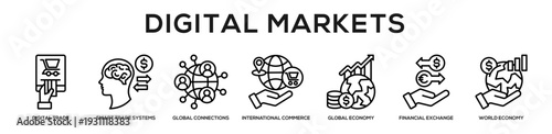 Digital Markets web banner icon illustration concept