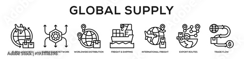 Global Supply web banner icon illustration concept